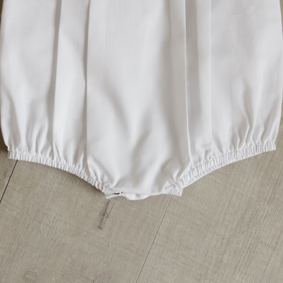 Smocked Embroidered Diamond Creeper WHITE Heirloom Romper Feltman Brothers NEW - Picture 6 of 6